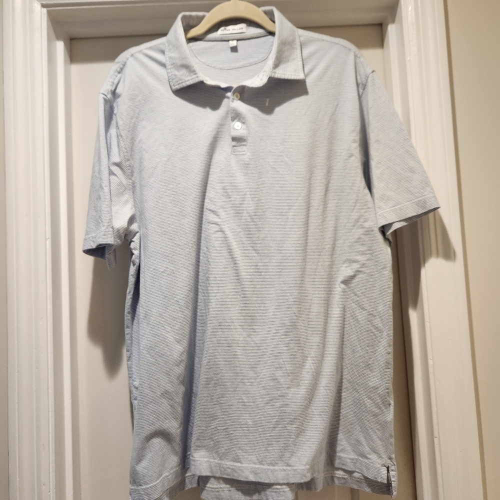 PETER MILLAR Sutton Blue Frost Cotton & Silk Polo